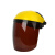 电焊防护罩脸部头戴式焊工面屏面罩打磨防飞溅二保氩弧焊帽防烤脸 黄顶+透明屏