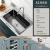 洗菜盆厨房水盆单槽304不锈钢洗菜池加厚洗碗池套装 F16545圆形冷热龙头八件套