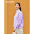 斯凯奇（Skechers）冬新款女款空气层棉加绒保暖针织套头卫衣打底衫 P423W137-010Y 微风紫 S