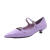 CAT AI TATA2024新款漆皮尖头玛丽珍鞋法式紫色中跟一字扣带浅口单鞋女 紫色 33