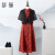 瑟俪新中式妈妈连衣裙国风改良旗袍裙中老年女装夏季两件套装裙子 黑红色 XL建议110-120斤