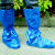 一次性鞋套养殖场脚套绑带高筒防雨塑料牧场养猪场用厚防尘水鞋罩 蓝色绑带款10只46码内