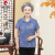 皮尔卡丹（pierre cardin）70岁老人女装中老年人夏奶奶短袖衬衫60老太太衣服妈妈套/单件 蓝色(上衣) XL:【80-105斤】
