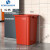 YYN商用无盖垃圾桶大容量厨房卫生桶超大方形餐饮大号加大20L 80L红色正方形桶带垃圾袋
