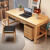 唐里荷香新中式办公卧室写字桌家用书房书桌实木办公桌实木学习桌实木桌子 原木色单桌+柜子 120*60*80cm(双抽)