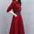梵威伦（VAVEREN）品牌长袖高档红色连衣裙女秋季喜婆婆婚宴平时可穿年轻轻奢女装 红色 M
