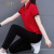 科蒂尼塔品牌运动服套装女夏季新款 中年气质减龄薄款短袖休闲健身两件套 红色 2XL(推荐120-135斤)