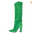 CNSUP高端品牌秋冬新款靴子女长筒靴粗跟过膝长靴米白色绒面褶皱高筒靴 绿色定制不退换 35