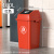 带盖户外商用大容量垃圾桶黑色厨房大号室外餐饮 100L正方红色带盖 (+垃圾袋)