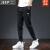 吉普（JEEP）夏季薄款冰丝牛仔裤男潮牌哈伦束脚休闲潮流韩版男士高端工装裤子 B5556黑色 S