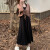 范西奢（FANXISHE）秋冬季女装黑咖搭配抽绳不规则上衣+气质挂脖裙两件套连衣裙 挂脖裙 4XL175-200斤