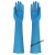 防油耐酸碱加长款耐高温耐磨16寸蓝色一次性丁腈皮橡胶手套10双装 孔雀蓝 L