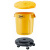 GNF圆形塑料桶储物桶带盖大号垃圾桶户外小区物业塑料环卫桶加厚 特厚75升黄+盖子+底座