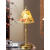山头林村婚房台灯新中式 手绘全铜玻璃台灯长明结婚床头灯新中式复古客厅 加三色灯泡
