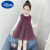 迪士尼女童2024春秋套装连衣裙新款韩版儿童休闲两件套背心裙女孩公主裙 紫色 150cm