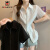 AEMAPE2024新款韩版翻领别致上衣夏季独特设计感爱心拉链短袖衬衫外套女 黑色 S
