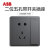 ABB开关插座远致灰色单双切三孔五孔带USB插座86型面板 五孔带开关10A