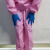紫羲（ZXFH.NET）细斜纹立领防护服男女医师卫生美容服化学试验白大褂工作服 粉红色 L