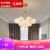 欧普源兴卧室吊灯北欧灯具现代简约创意月球泡泡灯客厅 金色3头奶白15cm(大球)三色光