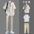 爵少（JUESHAO）日系短袖衬衫男士夏季感一套搭配痞帅男装三件套百搭休闲套装 白色衬衫+白短袖+灰色束脚九分裤 XL