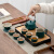 贝柚日本进口品质日式便携式旅行茶具小套装户外陶瓷茶杯家用简茶壶伴 雅黑盖碗套装米白包无茶盘