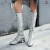 MGRRXINU N高端品牌儿童平跟高筒靴金色银色亮漆皮女童马丁靴模特比赛舞台表 银色 29码 脚长18.5穿