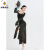 沁勒北尼新中式复古国风绝美露背吊带连衣裙女现代舞服感舞蹈服裙 如图(不含胸垫) XL