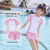 糜岚（MieLanat）儿童泳衣女孩分体式两件套新款保守中大童速干运动女童游泳衣 黑色 120