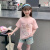 AT安錔女童夏季短袖洋气纯棉夏天休闲夏装儿童夏款踏T恤上衣 粉色 110cm(110cm)
