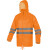 代尔塔407400 EN400LV 荧光雨衣套装PVC涂层涤纶面料反光衣 上衣+裤子 橙色 XL 