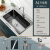 洗菜盆厨房水盆单槽304不锈钢洗菜池加厚洗碗池套装 F16545圆形冷热龙头八件套
