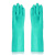 丁腈乳胶家务劳保洗碗防水耐油防滑机械工业防化工作橡胶手套 绿色三双装 XL