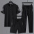 ACJK361官方aj2024夏季新款中青年男士大码冰丝运动休闲NＩKＥ 短裤套装(黑色) L