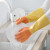 海斯迪克 工业橡胶手套 耐酸碱耐油耐磨防护加长一体绒浸胶手套 橙黄色(2双)