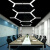 LED造型灯创意六边形Y形办公室吊灯健身房网咖异形人字形六角灯具 实心-六边形-直径100cm-黑框