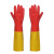 群生天然乳胶双色手套加长加厚橡胶家务防水超长耐油防污手套 红黄(群生双色(20双) L