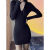 HUFCORD连衣裙2024春秋新款女装气质女神范加厚加绒显瘦辣妹紧身包臀短裙 黑色（常规） XL （115-125）