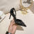 NIUWEI32-43码2022新款欧美时尚尖头黑色高跟鞋女鞋子凉鞋高单鞋女士 半托黑色6cm 33