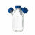 螺口三口/四口流动相液瓶 螺口储液瓶色谱溶剂瓶蓝盖丝试剂瓶HPLC液相色谱流动相溶剂瓶 250ML  三口 （含无孔蓝盖）