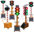 适用于移动红绿灯驾校公路临时警示手推升降led太阳能交通信号灯 200型四面十二灯70W 60A红