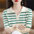黛雅莫斯针织条纹翻领短袖薄款设计感夏季女士T恤小众 绿条 S