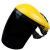 切割机面罩打磨防护罩砂轮机角磨机面部全脸电焊工头戴式护具透明 黄顶面屏【茶色】