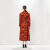 皮尔卡丹官方连衣裙春新款翻领长袖斑马纹印花系带收腰显瘦个性设计气 红色 S