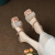 卡萨罗澳品牌法式凉鞋女2024夏季新款网纱仙女风百搭水晶时尚粗跟拖鞋 米白色 37
