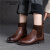 森罗 帕拉（Senro pala）品牌切尔西靴子女2023秋冬季新款棕色复古英伦风女士皮鞋弹力短靴 棕色 35