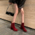 CEOCK轻奢女鞋品牌本命年龙年春节女靴红色马丁靴时尚款酒圆头粗跟短靴 黑色 单里 34
