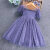 女童蕾丝连衣裙夏装2023新款感女孩网纱裙子儿童泡泡袖公主裙 紫色连衣裙 90码建议身高80厘米宝宝