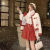 庄莉妍新年名媛风小香套装女2023冬季时尚气质红色毛呢冬两 红色裙子 s建议8095斤