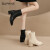 达芙妮（DAPHNE）高跟切尔西靴女2024春秋新款法式单靴粗跟小皮靴短靴女靴子女 黑色 薄绒 跟高5.5cm 35 标准尺码