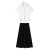 聚系2024年新款女装套装气质优雅减龄黑色半身裙两件夏季高级感小个子 上衣+半身裙（+丝巾） S